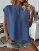 Chaleco de Punto Liso con Cuello Redondo