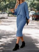 Set Casual de Top con Manga Murciélago y Falda Tejidos