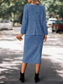 Set Casual de Top con Manga Murciélago y Falda Tejidos