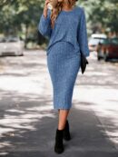 Set Casual de Top con Manga Murciélago y Falda Tejidos