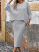 Set Casual de Top con Manga Murciélago y Falda Tejidos