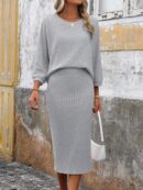 Set Casual de Top con Manga Murciélago y Falda Tejidos