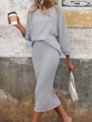 Set Casual de Top con Manga Murciélago y Falda Tejidos