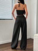 Set de 2 Piezas Boho: Chaleco con Lazo al Cuello y Pantalón Recto