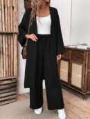 Conjunto Casual de Abrigo Largo y Pantalón Ancho de Lino
