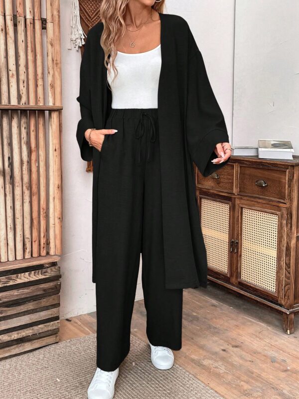 Conjunto Casual de Abrigo Largo y Pantalón Ancho de Lino - Image 4