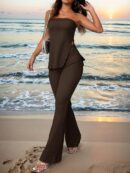 Conjunto Bandeau y Falda Maxi con Abertura Lateral