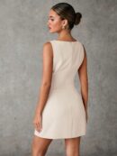 Vestido Elegante Sin Mangas con Espalda Descubierta y Corte A