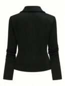 Chaqueta Moto Casual con Cierre y Solapa Texturada