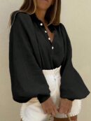 Camisa Casual Manga Linterna Color Sólido