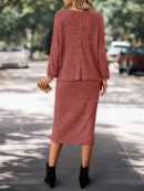 Set Casual de Top con Manga Murciélago y Falda Tejidos