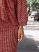 Set Casual de Top con Manga Murciélago y Falda Tejidos