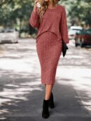 Set Casual de Top con Manga Murciélago y Falda Tejidos
