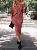 Set Casual de Top con Manga Murciélago y Falda Tejidos