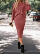 Set Casual de Top con Manga Murciélago y Falda Tejidos