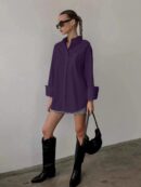 Camisa Relajada Manga Larga para Negocios y Casual