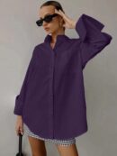 Camisa Relajada Manga Larga para Negocios y Casual