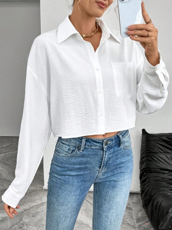 Camisa Casual Manga Larga con Bolsillo y Hombros Caídos - Image 26
