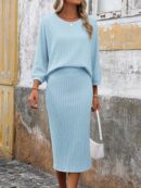Set Casual de Top con Manga Murciélago y Falda Tejidos