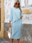 Set Casual de Top con Manga Murciélago y Falda Tejidos