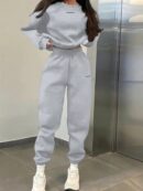 Conjunto Casual de Buzo y Pantalón con Estampado de Letras (2 Piezas)