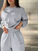 Conjunto Casual de Buzo y Pantalón con Estampado de Letras (2 Piezas)