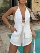 Conjunto Casual de Verano Halter y Espalda Descubierta