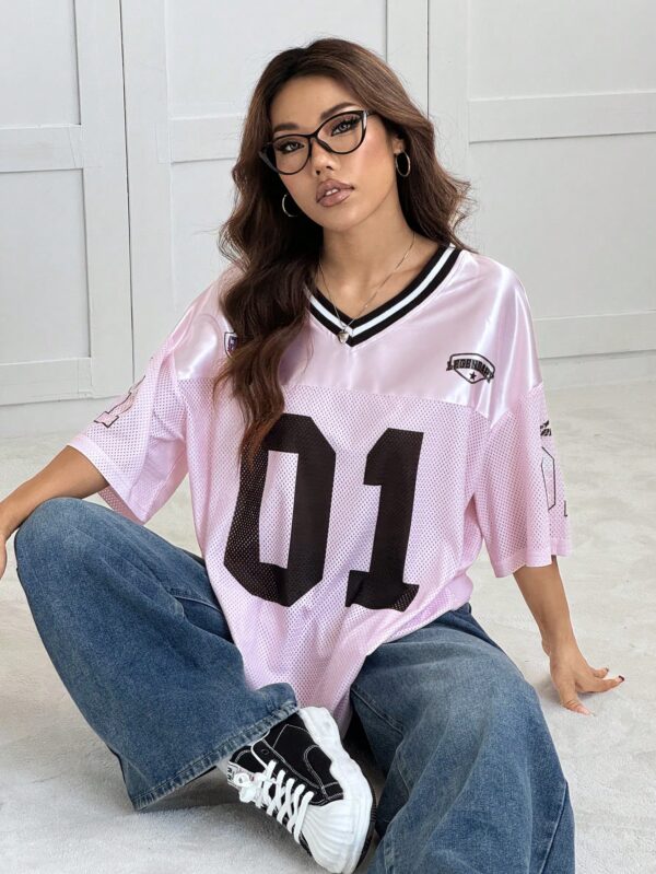 Camiseta Deportiva de Malla con Estampado de Números y Letras - Image 41