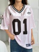 Camiseta Deportiva de Malla con Estampado de Números y Letras