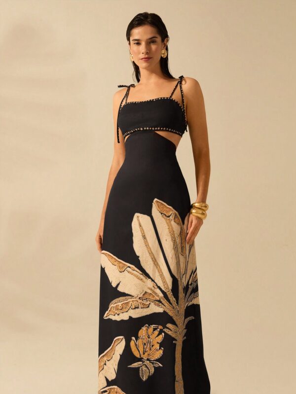 Vestido Veraniego de Espalda Descubierta con Estampado Tropical