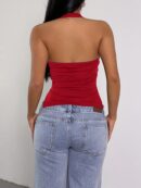 Top Estilo Halter con Espalda Descubierta y Detalles Metálicos