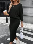 Conjunto de Remera y Falda Tubo con Textura de Punto