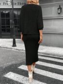 Conjunto de Remera y Falda Tubo con Textura de Punto