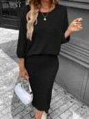 Conjunto de Remera y Falda Tubo con Textura de Punto