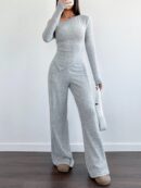 Conjunto Casual de Invierno Asimétrico 2 Piezas: Camiseta y Pantalón Ancho