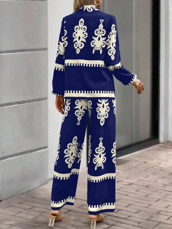 Conjunto Casual de Pantalón y Blusa Manga Larga Estampada - Image 7