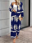 Conjunto Casual de Pantalón y Blusa Manga Larga Estampada
