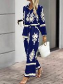 Conjunto Casual de Pantalón y Blusa Manga Larga Estampada