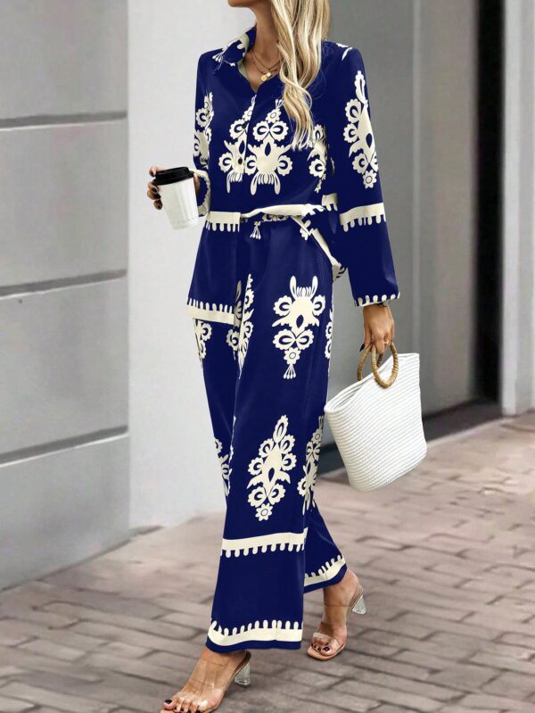 Conjunto Casual de Pantalón y Blusa Manga Larga Estampada - Image 9
