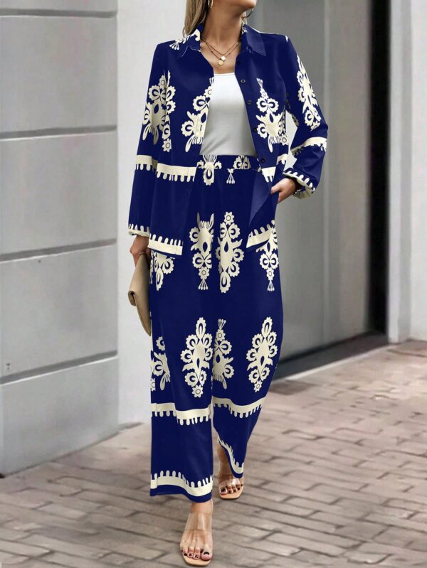 Conjunto Casual de Pantalón y Blusa Manga Larga Estampada - Image 10