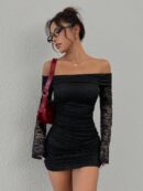 Vestido Bodycon de Encaje con Hombros Descubiertos