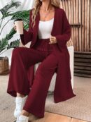 Conjunto Casual de Abrigo Largo y Pantalón Ancho de Lino
