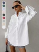 Camisa Relajada Manga Larga para Negocios y Casual