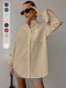 Camisa Relajada Manga Larga para Negocios y Casual