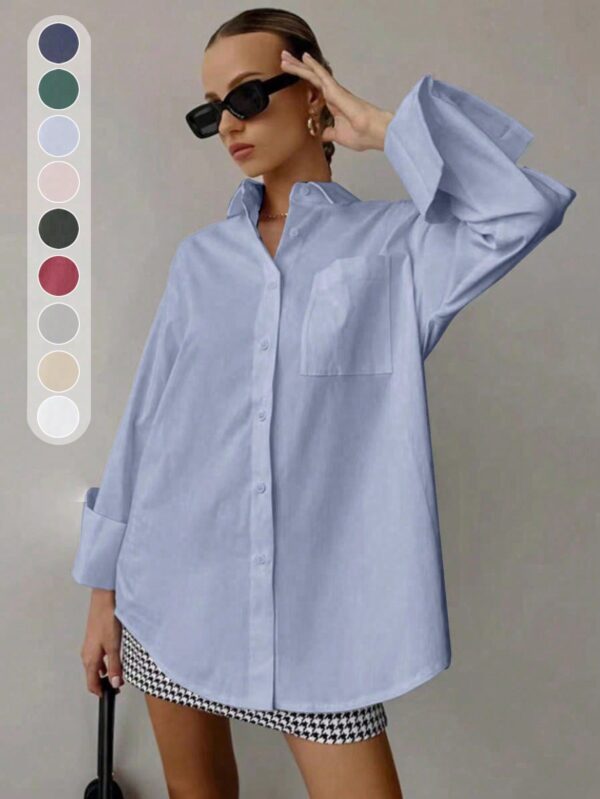 Camisa Relajada Manga Larga para Negocios y Casual - Image 24
