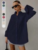 Camisa Relajada Manga Larga para Negocios y Casual