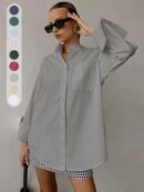 Camisa Relajada Manga Larga para Negocios y Casual