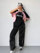 Remera Oversize Deportiva con Estampado de Bloques de Colores