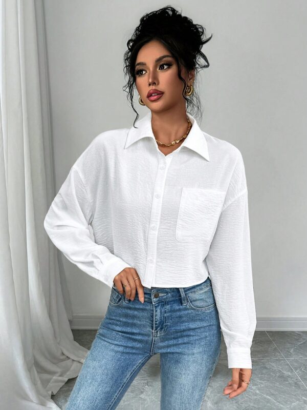 Camisa Casual Manga Larga con Bolsillo y Hombros Caídos - Image 23