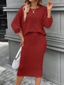 Conjunto de Remera y Falda Tubo con Textura de Punto